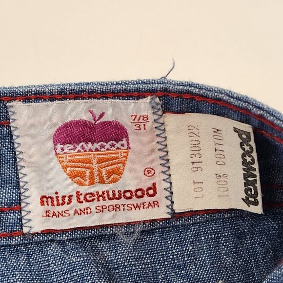 Miss Texwood Cotton Bell Bottom Jeans 24" Waist Vintage New Old Stock - Picture 5 of 11